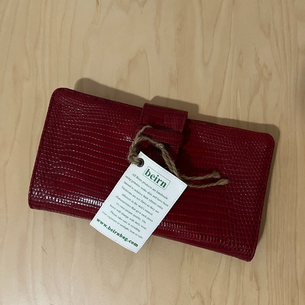 Beirn Snakeskin Red Clutch